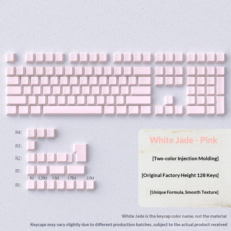 Pink original factory height 128 key dual color ABS small full set mechanical keyboard with keycaps