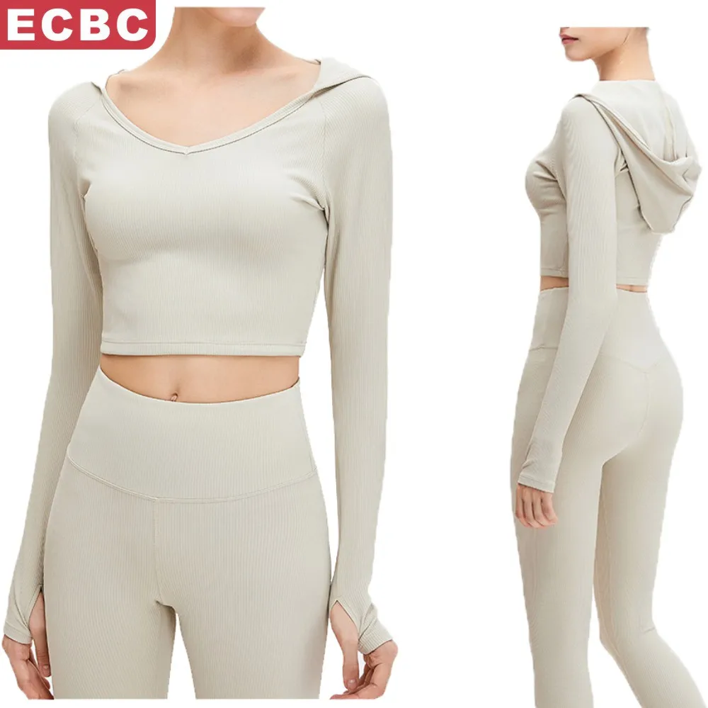 Ropa de yoga con capucha para mujer, ropa de yoga con rosca, elástica, transpirable, absorbente de sudor, para correr, secado rápido, s