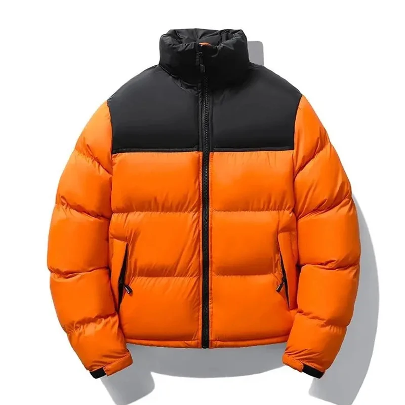 Parkas de algodão quente de gola alta masculino, casaco em bloco de cores, plus size, Parkas