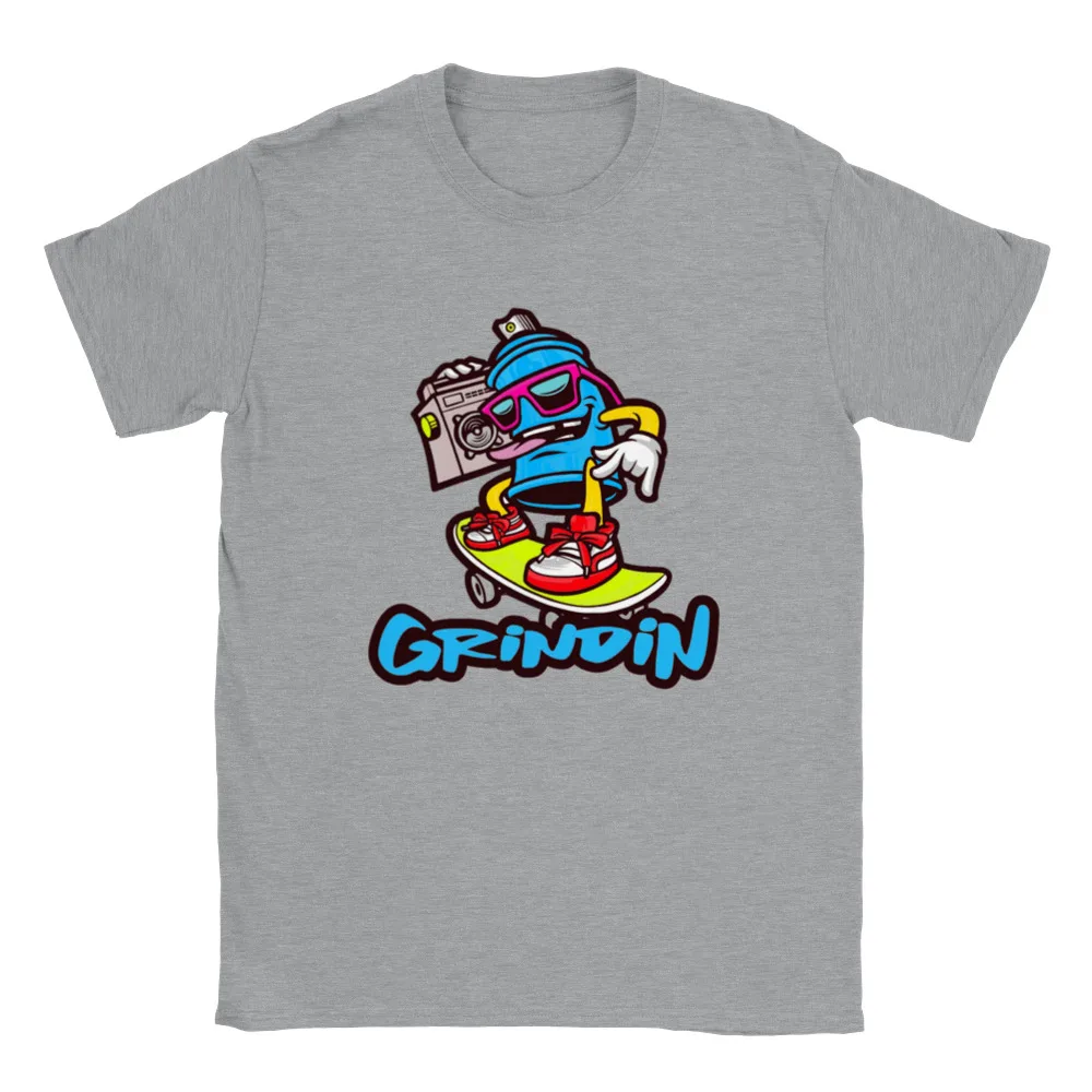 Grindin' - Rattle Can Skateboarding - T-shirt For Man Woman Short Summer Tees Casual Cotton Luxury Brand