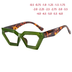 New Hip Hop Street Style Triangle Cat Eye Glasses With Irregular Shape, Fashionable Myopia Eyewear -0.5 -1.0 -2.0 To -6.0