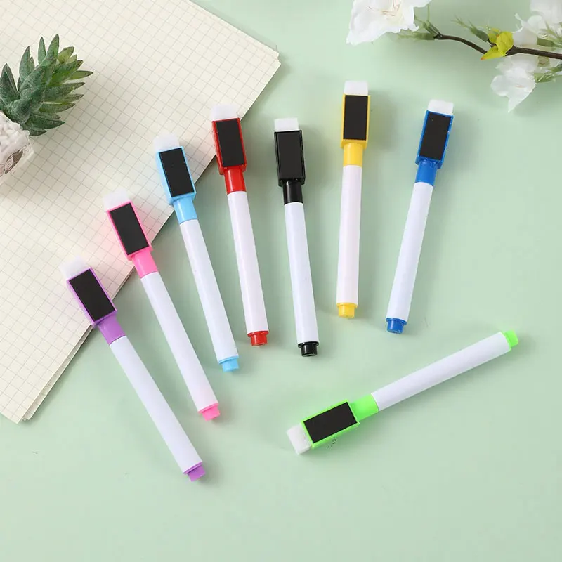 8pcs/Set Multi-Functional WhiteBoard Pen Portable Durable With Brush Water-based Small Erasable Markers Office School Supplies