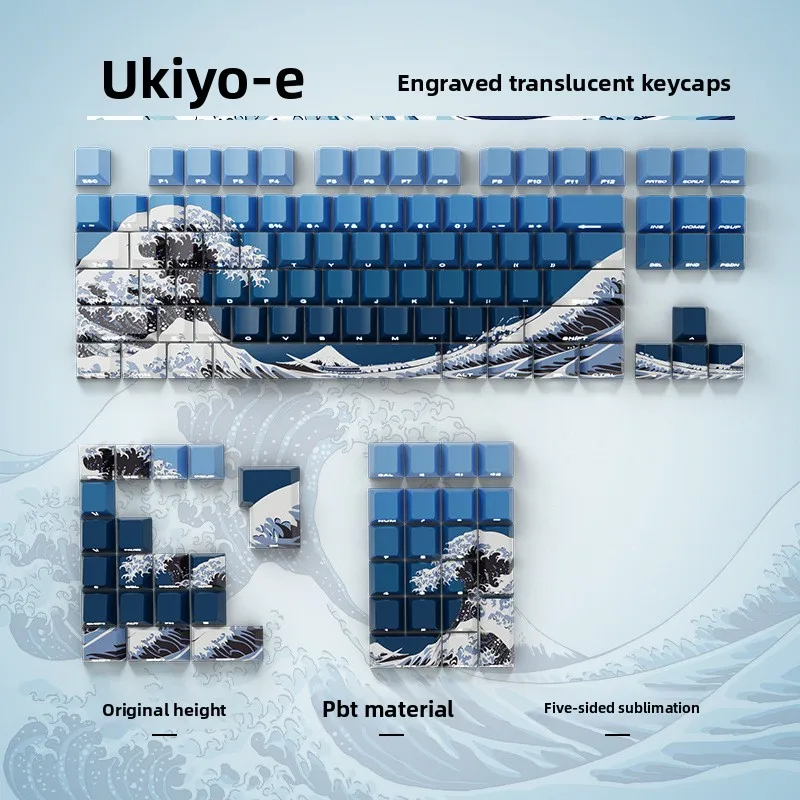 SPYSELF Ukiyo-e Side-printed OEM Profile Translucent PBT Keycaps Heat Sublimation Process 68-Key & 61-Key Keycaps