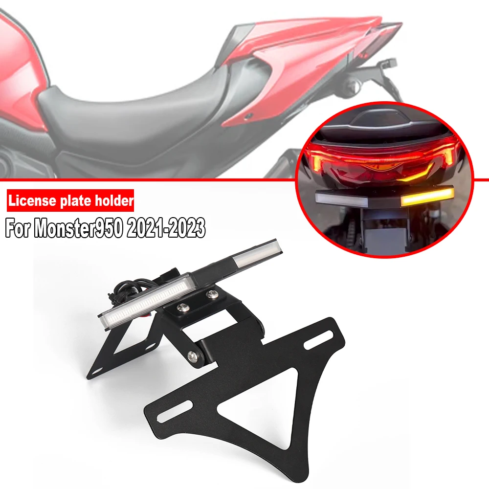 

For Ducati Monster950 Monster 950 2021-2023 New License Plate Holder LED Light Motorcycle Tail Tidy Fender Eliminator Tailstock