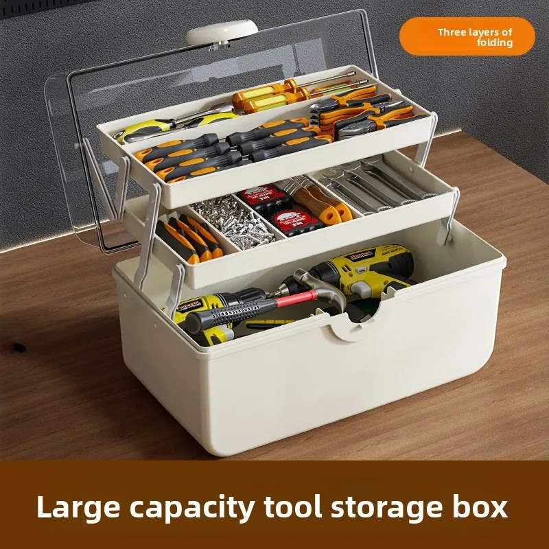 Transparent Multi-layer Tool Storage Box, Portable Hardware Parts Organizer for Home Electrician