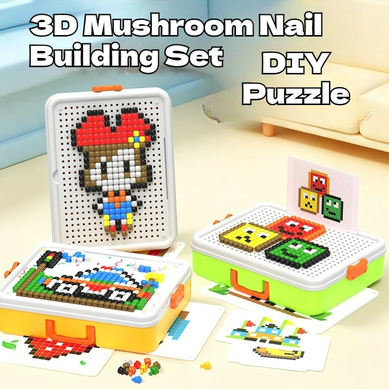 3d-キノコネイルペグボードパズル-diy-積み木教育玩具-色の認識と創造的なスキルを向上させる-理想的なギフト