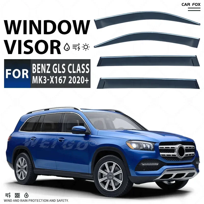 For Benz GLS Class X166 X167 2013-2024 Accessories Weathershies Weathershields Wind Rain Guard Door Visor Vent Shades Ventvisor