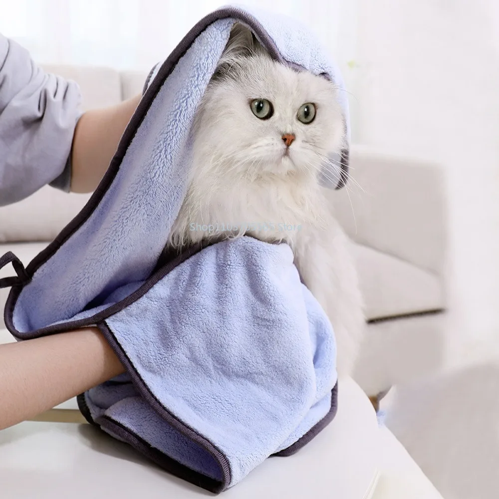 Pet Super Absorbent Towel Cat and Dog Quick Drying Towel Pocket Style Scrub Gloves Bath Towel Quick-drying Pet Dog Cat Blankets