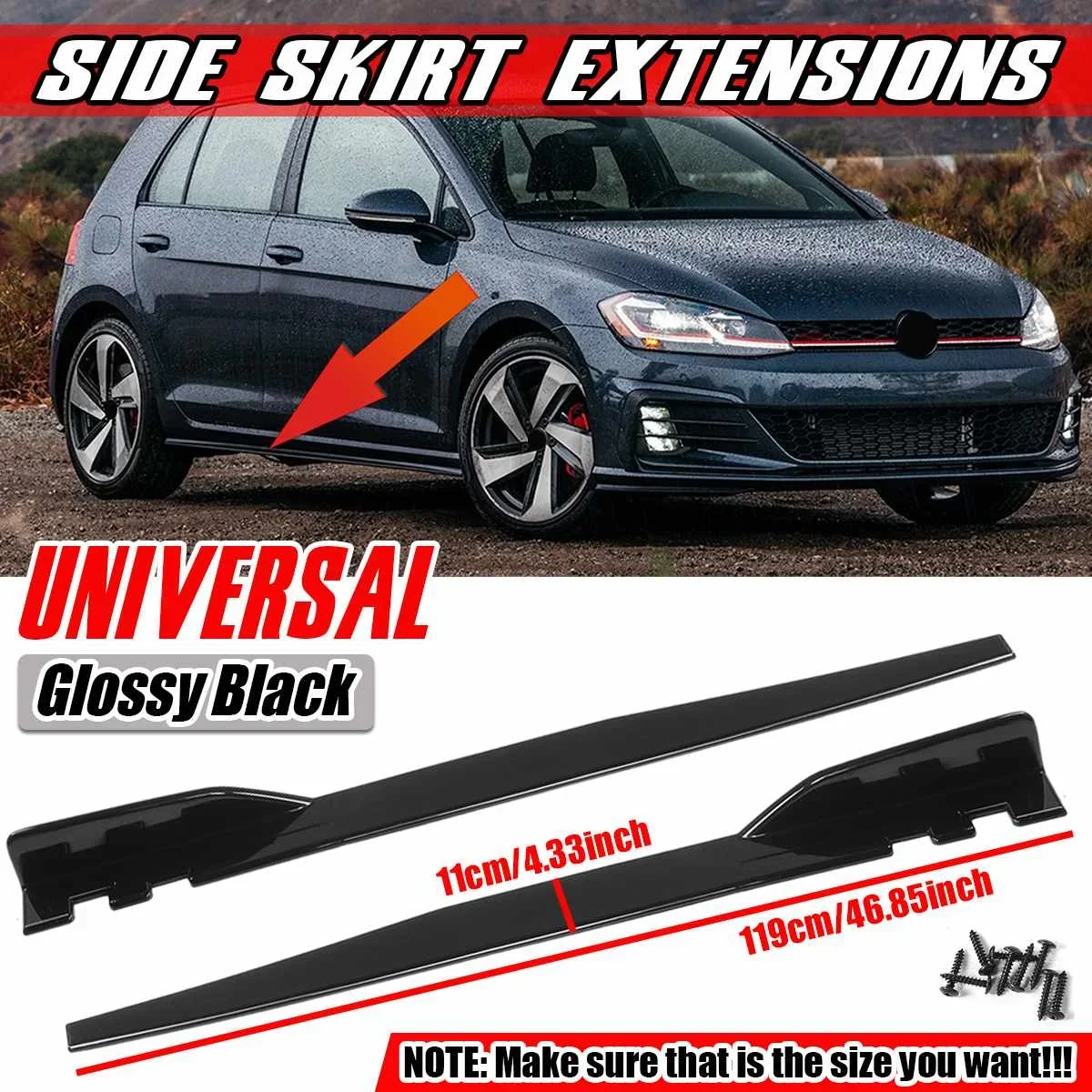 

Black/Carbon Fiber Look Car Side Skirt Extension For VW For Golf MK5 MK6 MK7 CC For Passat For Jetta For Polo Side Skirt Spoiler