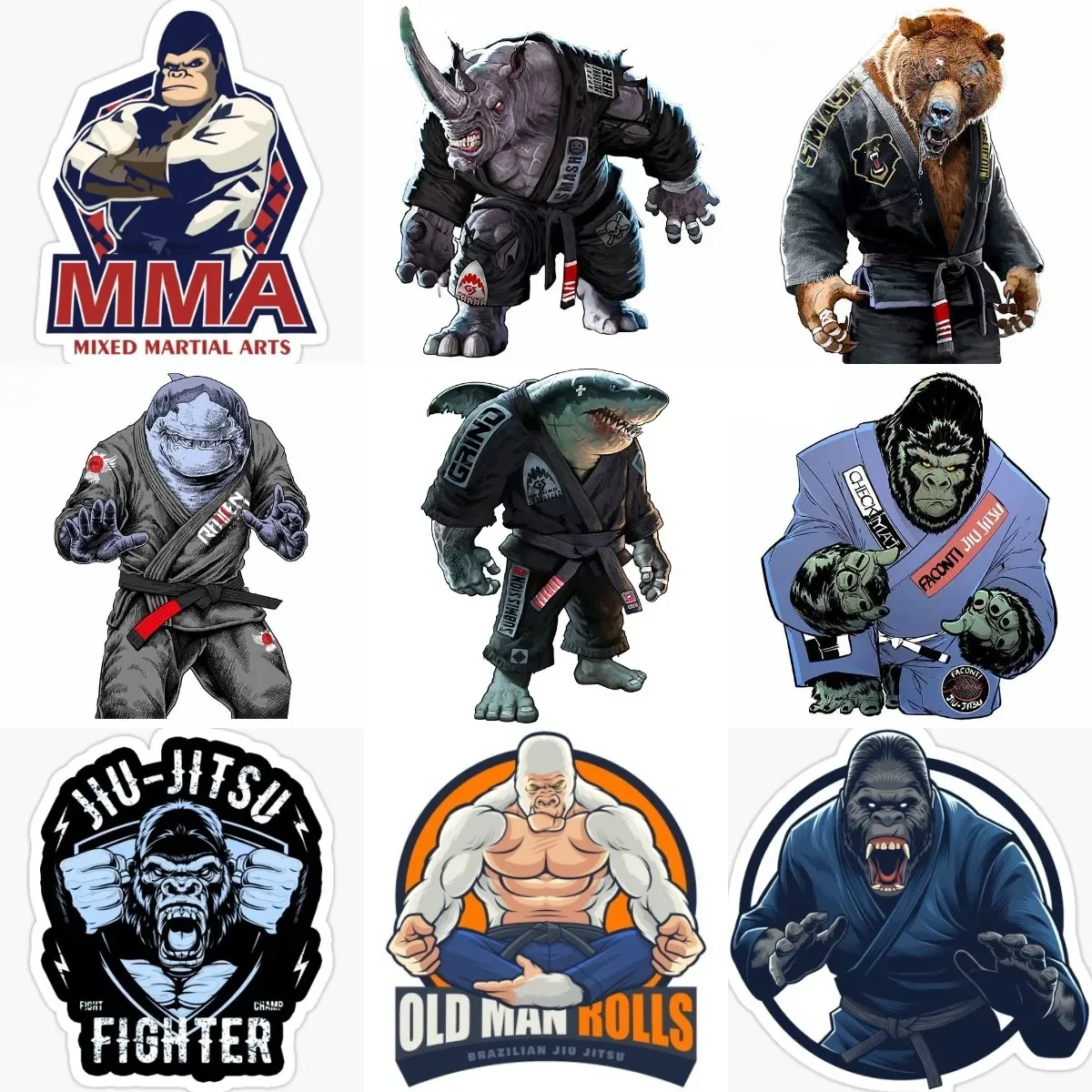 

Chimpanzee Jiu Jitsu Anime Fighting Wrestling Sticker Table Wall Room Motorcycle Laptop Camper Van Bicycle Off-road Car Decal