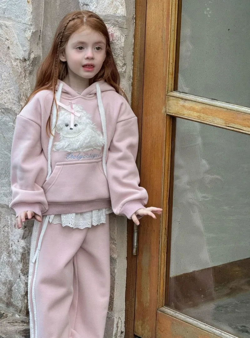RAISE Herbst-Winter-Set für Mädchen, 2-teilig, mit Hunde-Motiv, Kinder-Hoodie, Sweatshirt, Fleece, warm, Junior-Mädchen-Hosen-Outfit – Detail 11