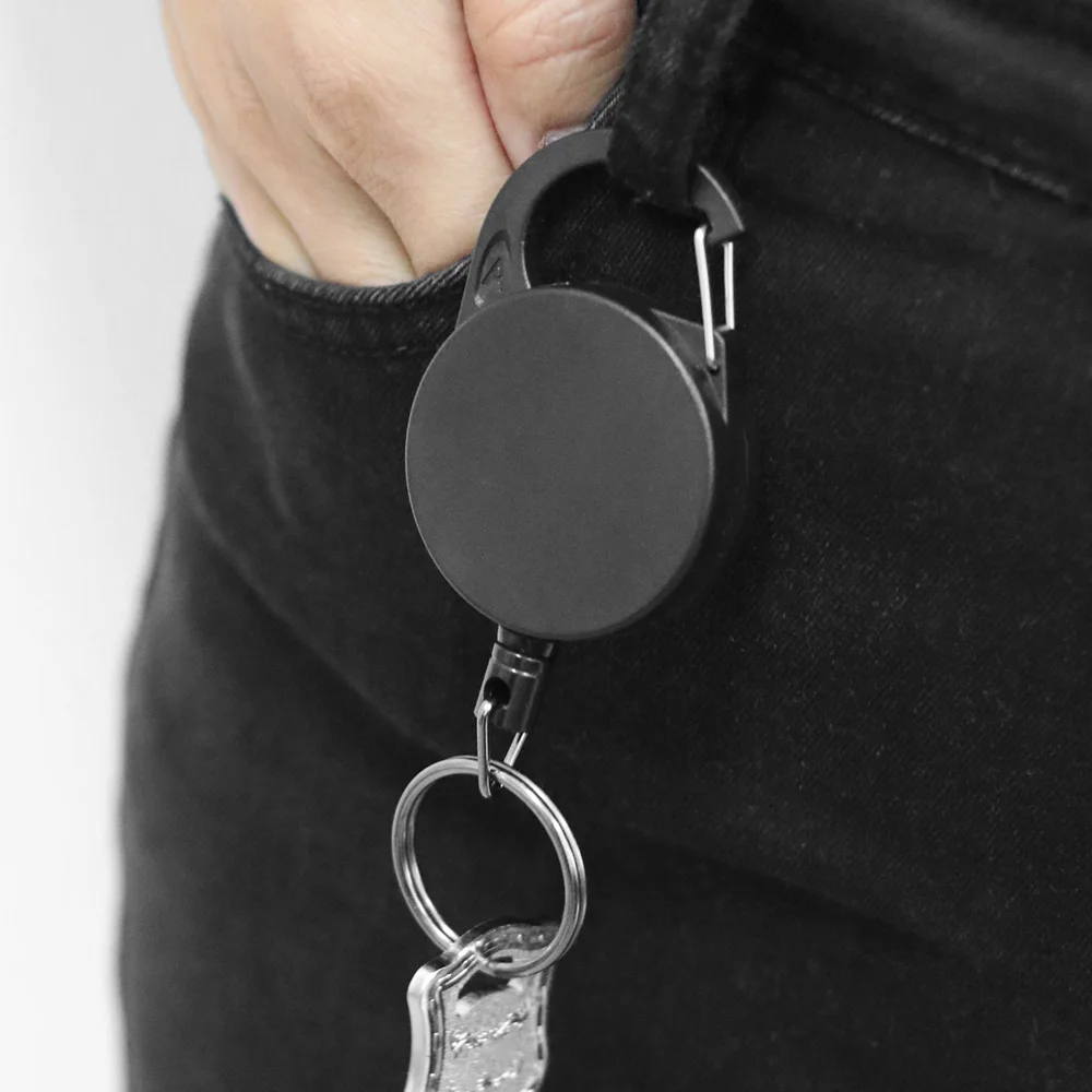 65CM Multifunctional Roll Retractable Keychain Recoil ID Card Holder Stainless Steel Rope Outdoor Anti-theft Keyring K437