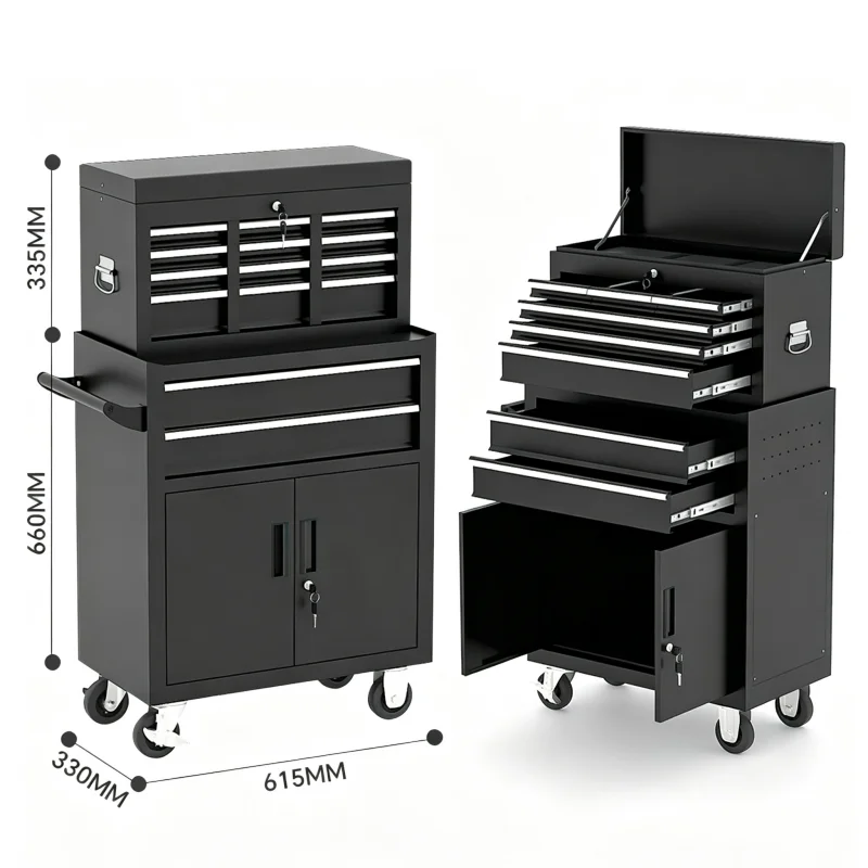 Rolling Tool Cabinet With Drawers Lockable Garage Storage Cabinet for Workshop & Home Organization