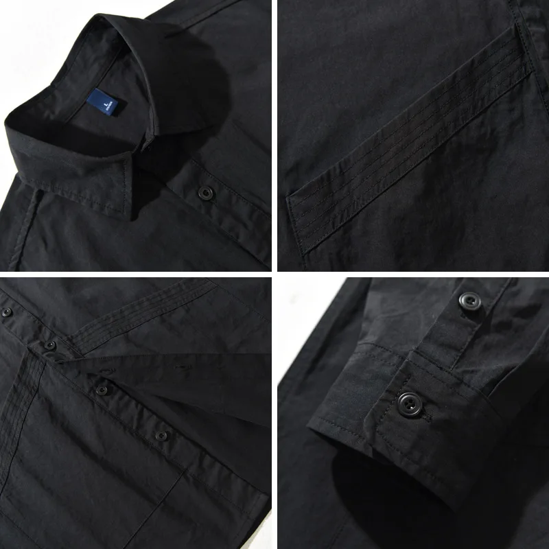 Cargo overhemd met voorzak, heren, lange mouwen, lente- en herfststijl, retro reversoverhemd, losse casual jas