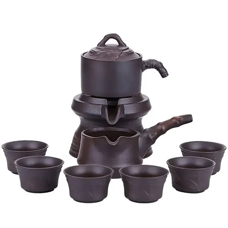 

# l Vintage Lazy Man Stone Mill Purple Sand Halfautomatic Tea Set Home Kung Fu Teacup Teapot