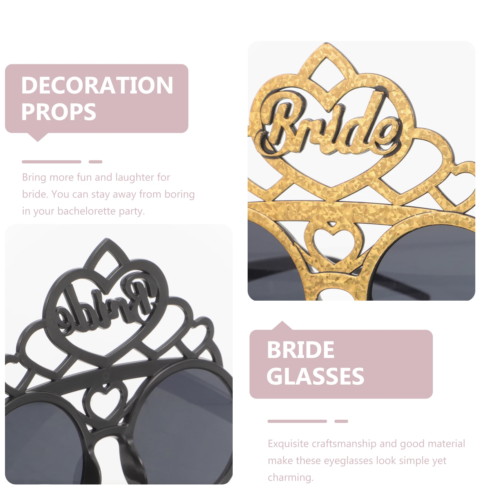 

Bride Glasses Wedding Decoration Props Gold Eye Sunglasses Bridal Funny Plastic Party Favors Eyewear Photoshoot Accessories