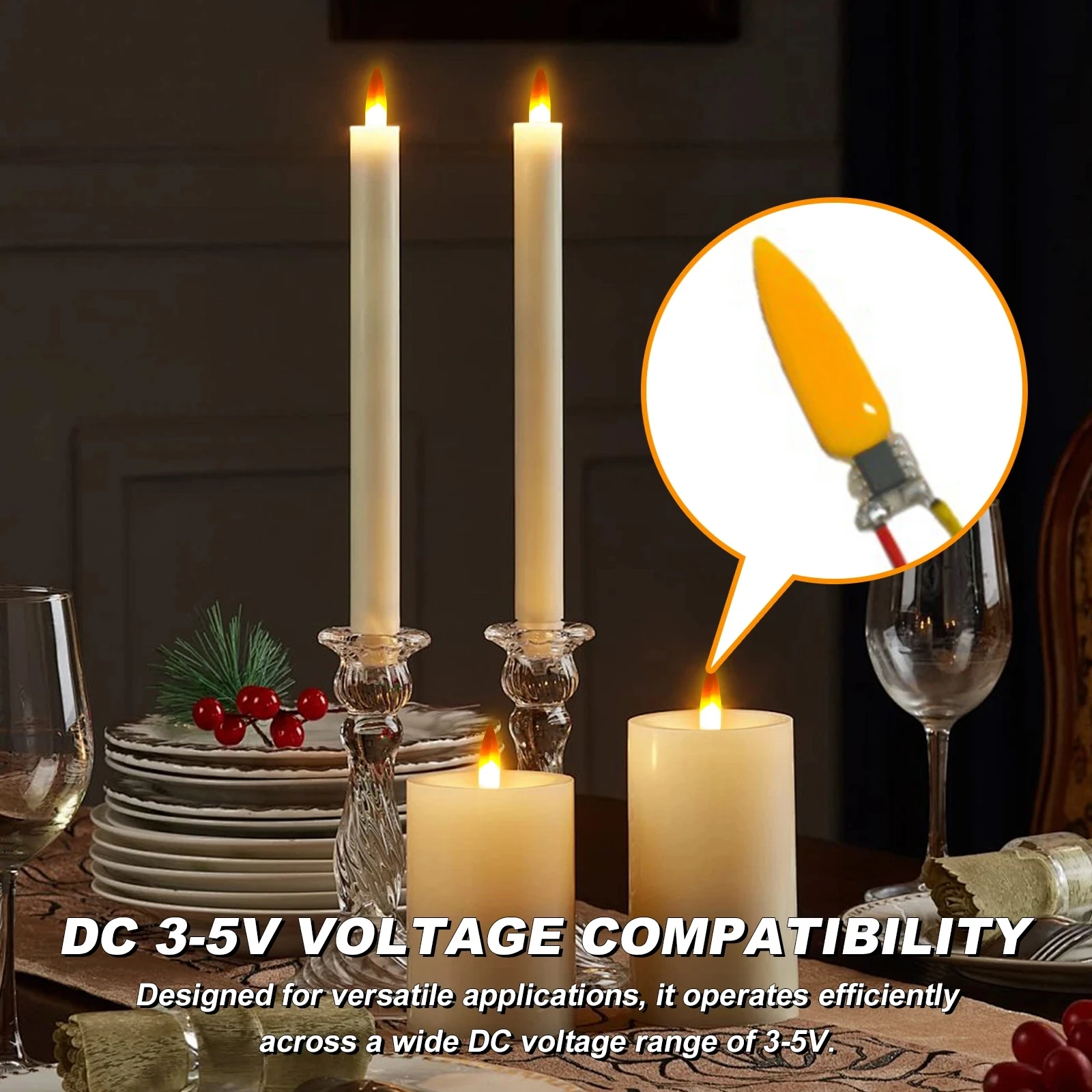 10/5/2Pcs 3V Fire Flame LED Wick for Bulb Candles Party DIY Decor 2200K 2 Modes Flame LED Filament With 2Pin/USB/3AA Battery Box