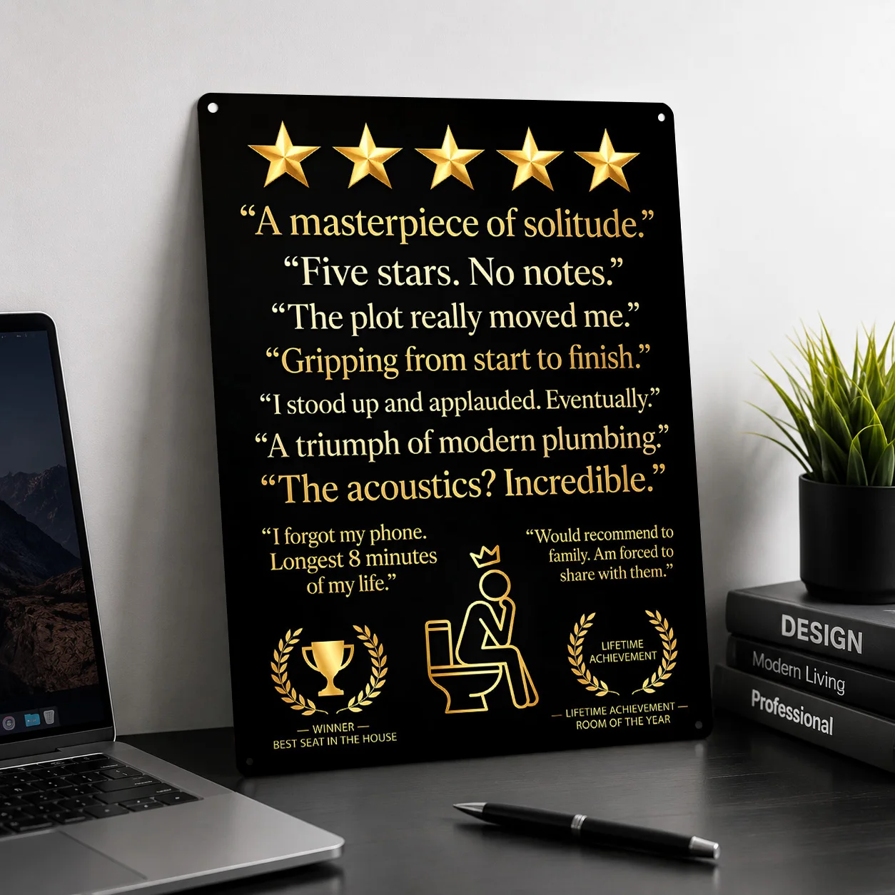 Funny Bathroom Review 3D Texture Metal Poster Customized Wall Art Tin Sign Gift for Mancave Decoration Bedroom Accessories House