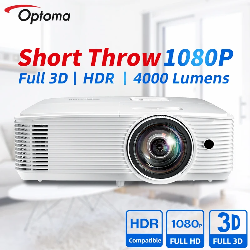 Optoma Short Throw Projector EH412ST Blu-ray 3D Projector For Office Home Theater 1080P FULL HD Beamer HDR Cinema