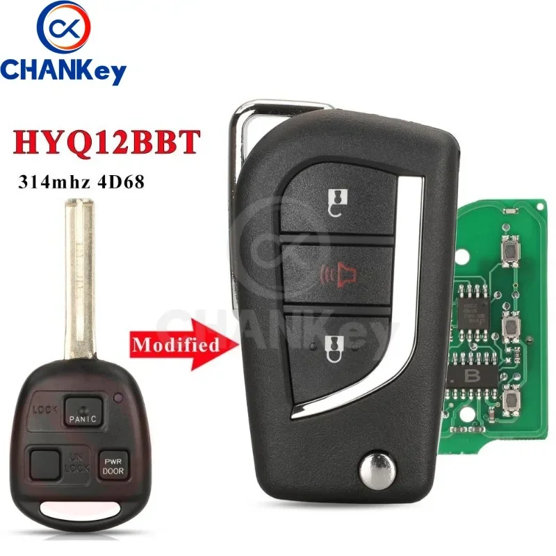 CHANKey HYQ12BBT Upgrade Remote Flip Key 3 Buttons 4D68 Chip 314.4MHz For Lexus RX330 RX400 RX350 SC430 LS430 ES330 US Car Fob