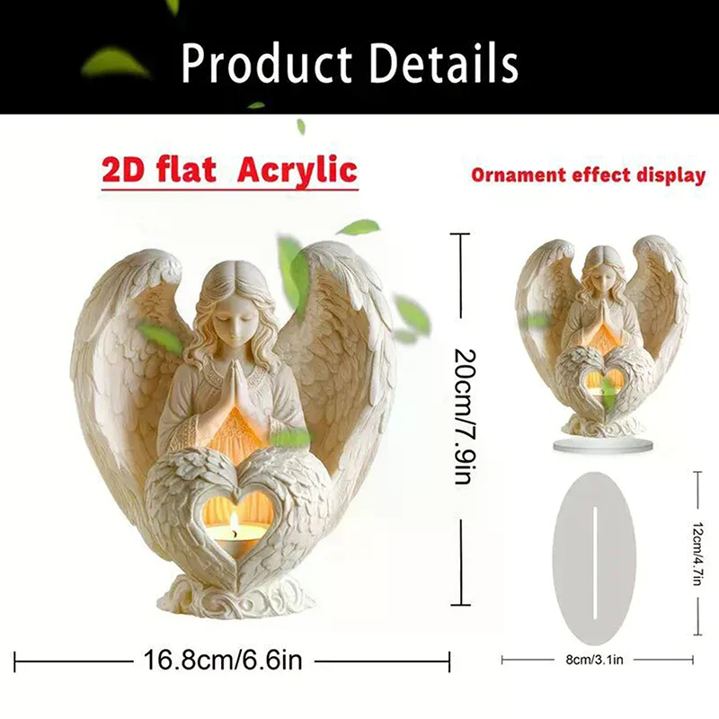 2D Flat Angel Ornament Christmas Decorative Statue White Acrylic Angel Statue Christmas Ornament Purity Symbol Home Decor