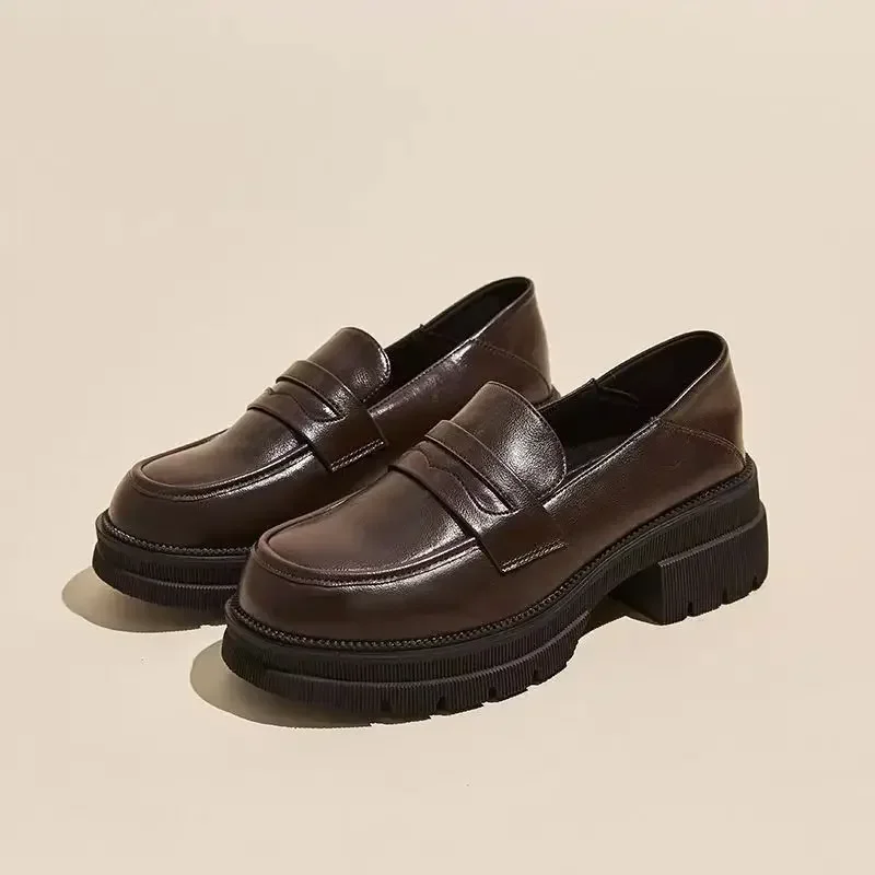 Primavera Verano Casual estilo universitario PU bombas mujeres Japón uniforme escolar zapatos mocasines Color sólido negro marrón suave transpirable