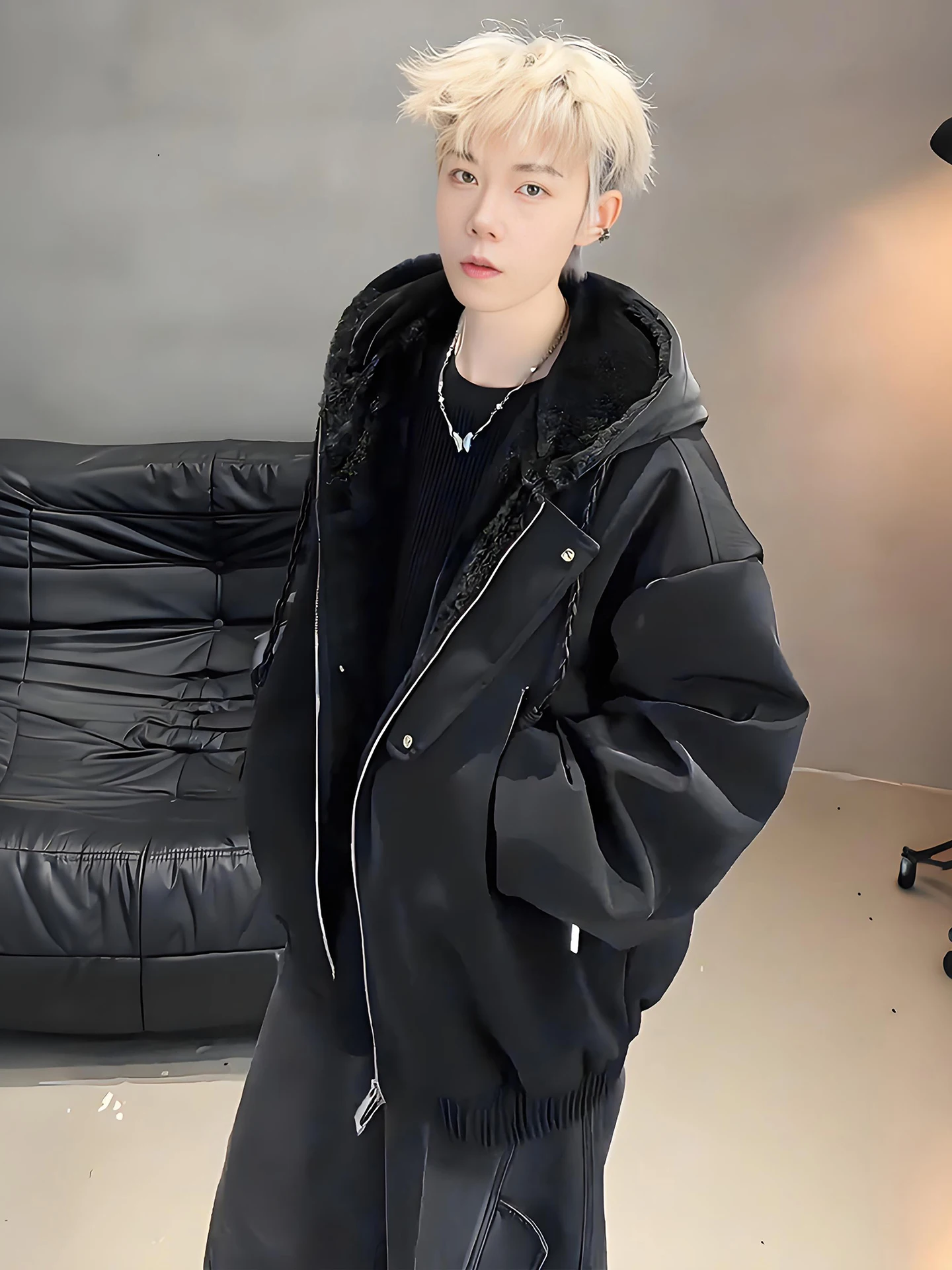 

Мужское зимнее теплое хлопковое пальто Bla Fce на подкладке с капюшоном, повседневное свободное пальто с рисунком горного орла, онлайн Exclu...