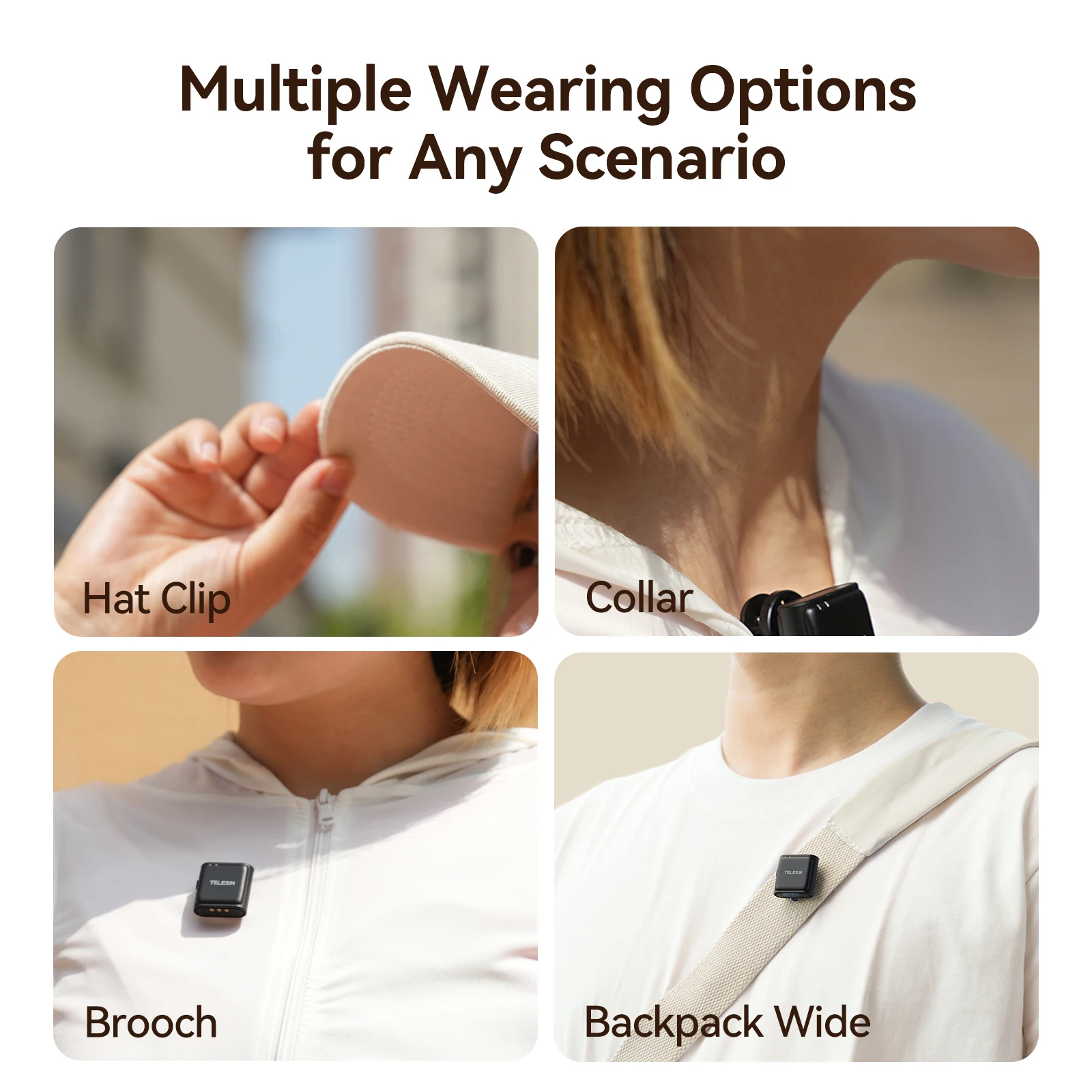 TELESIN Wireless Lavalier Button Microphone 200M Audio Video Live Voice Record Universal Noise reduction Portable Mic For Phone