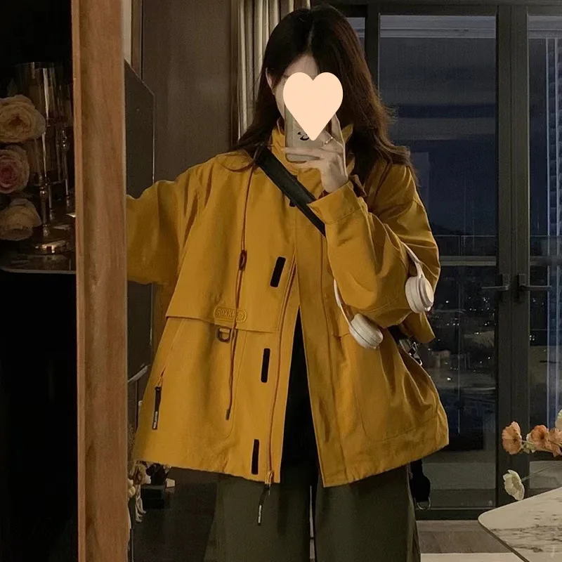 سترة بغطاء رأس للنساء ، بدلة تسلق الجبال في الهواء الطلق ، سترة تسلق الجبال ، إحساس بتصميم مناسب ، الربيع والخريف ، حسن المظهر