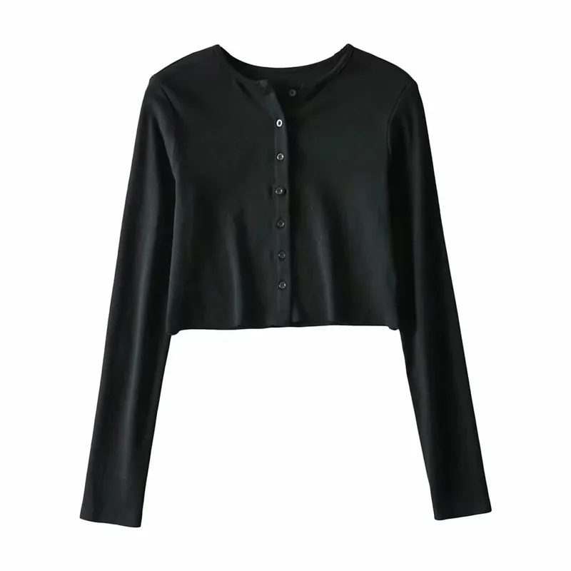 Solid Black White Basic Short Cardigans Sweter Winter Clothes Fall Women New Sweet Long Sleeve Chic Knitted Sweaters Cardigans