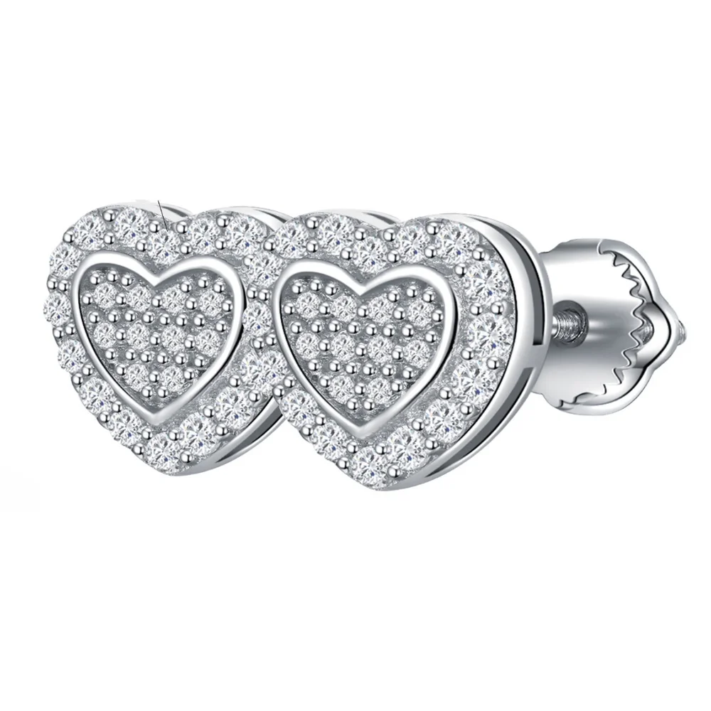 

Lovely Platinum Dangle Earring for Women Exquisite Fashion Heart Love Moissanite Stud Earrings