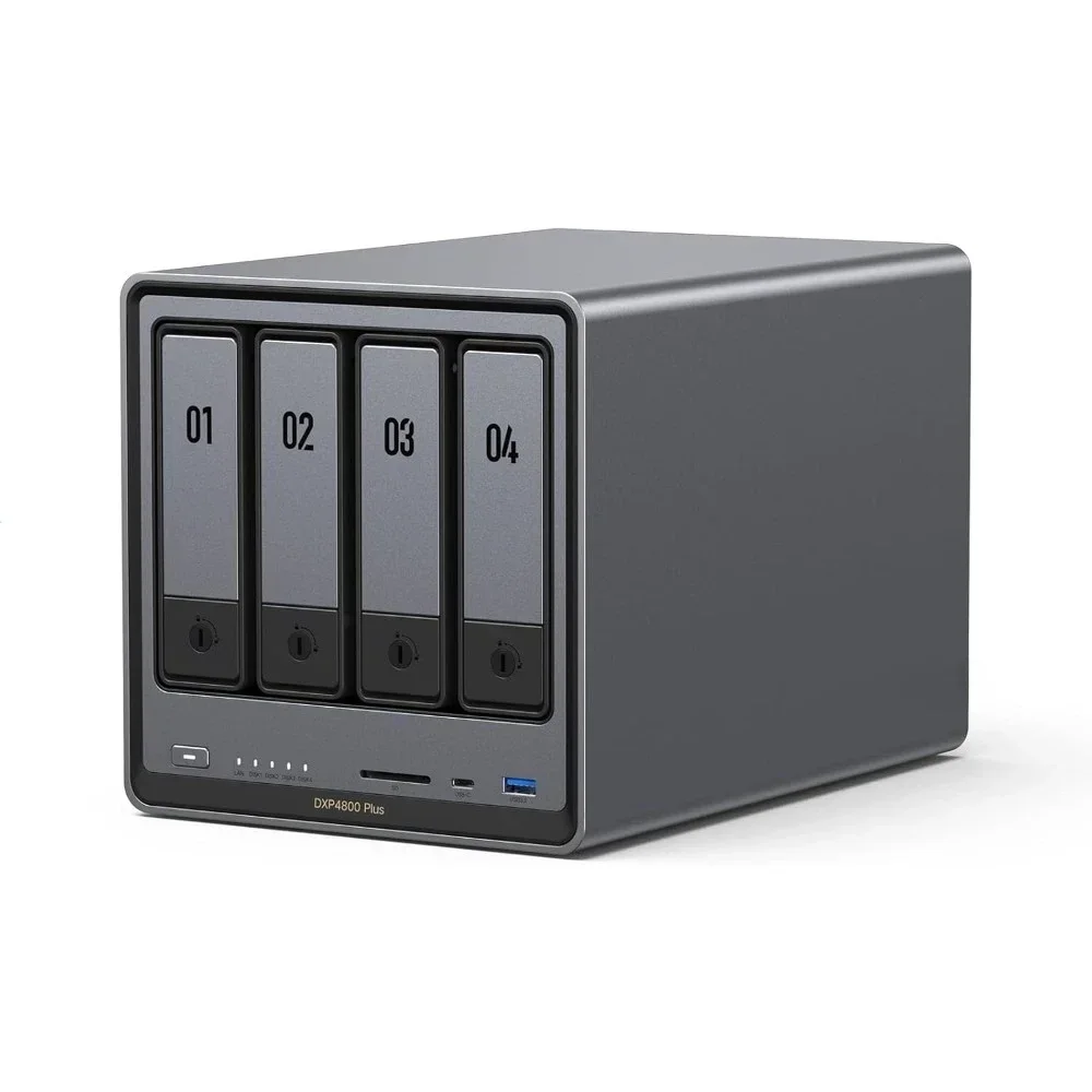 أثاث خارجي- DXP4800 Plus 4-Bay Desktop NAS، Intel Pentium Gold 8505 5-Core CPU، 8GB DDR5 RAM، 128GB SSD، 1x 10GbE، HighQ