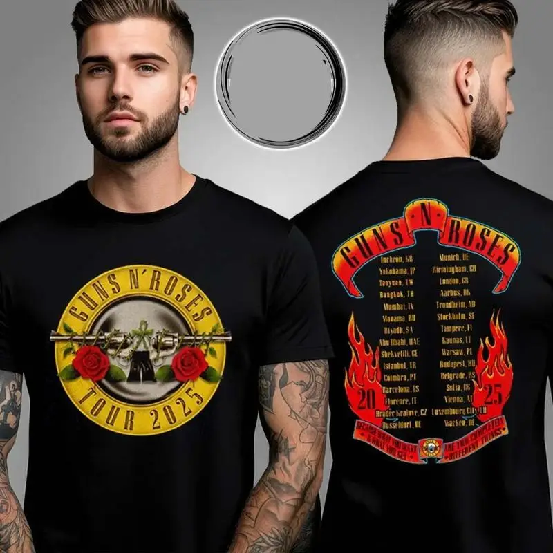 Gun N Rose Bullet Logo World Tour 2025 Two Sided Unisex T-Shirt All Size S-4XL