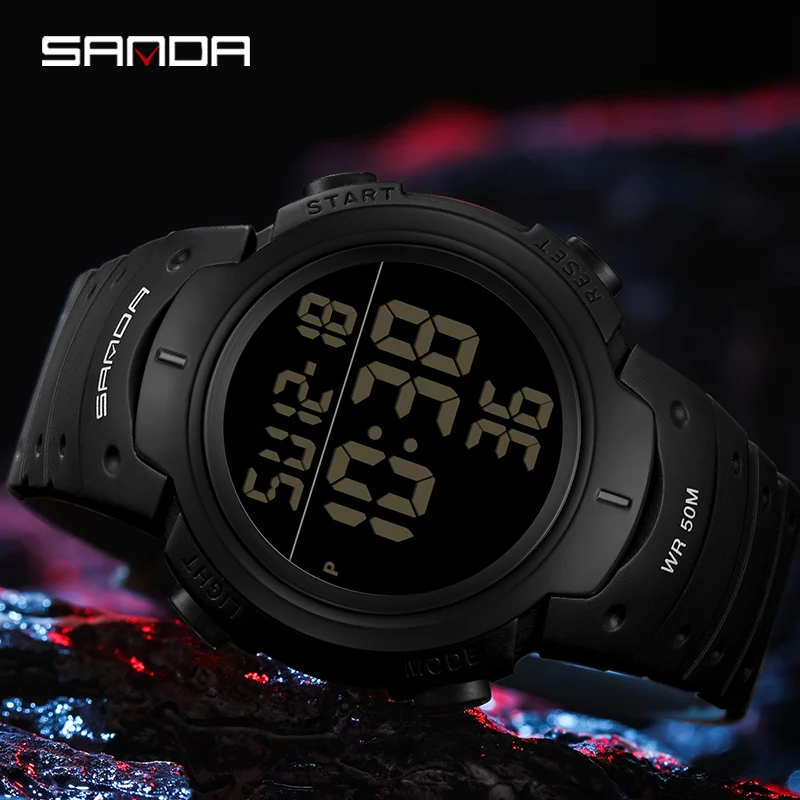 

Sanda 269 New Arrival Trendy Design Silincone Strap Digital Movement Alarm Mode Countdown Sport Men Clock Fashion Stop Watch