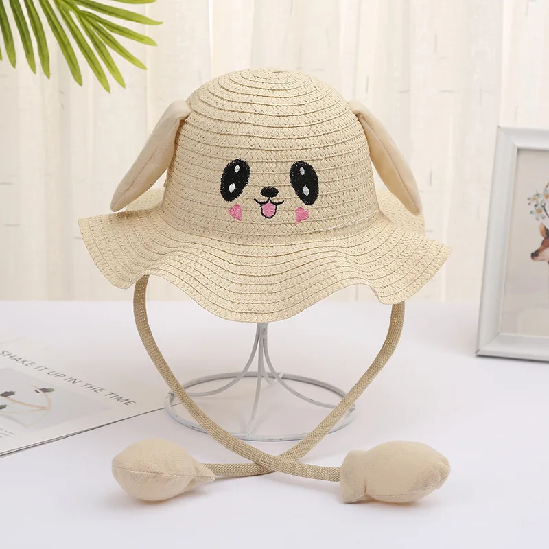 Summer Wide Brim Bucket Cap Moving Ears Straw Hats Beach Hat Fisherman\'s Hat Sun Hat Children\'s sun visor Straw Hats Moving Ears