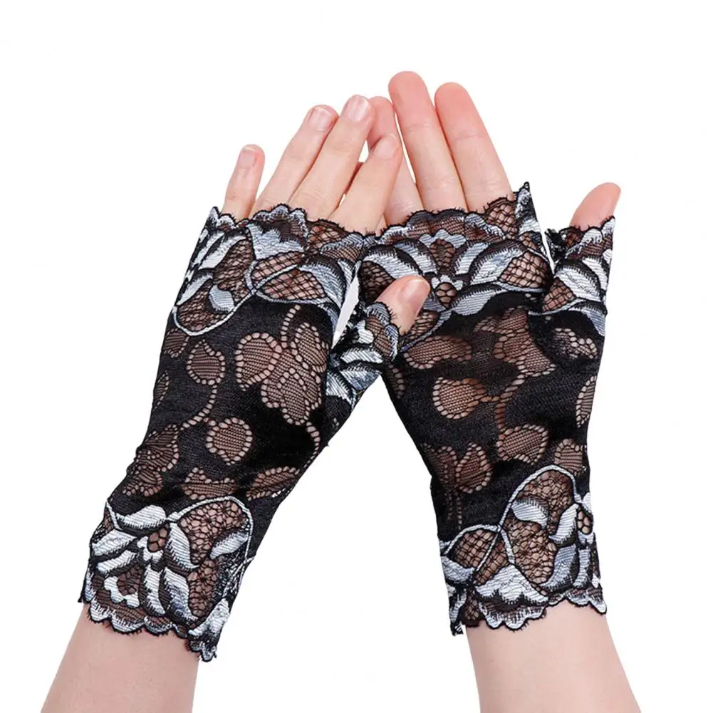Lace Gloves Luxury Lace Gloves Elegant Vintage Lace Gloves for Women Sheer Floral Wrist Accessories for Derby Tea Party Opera
