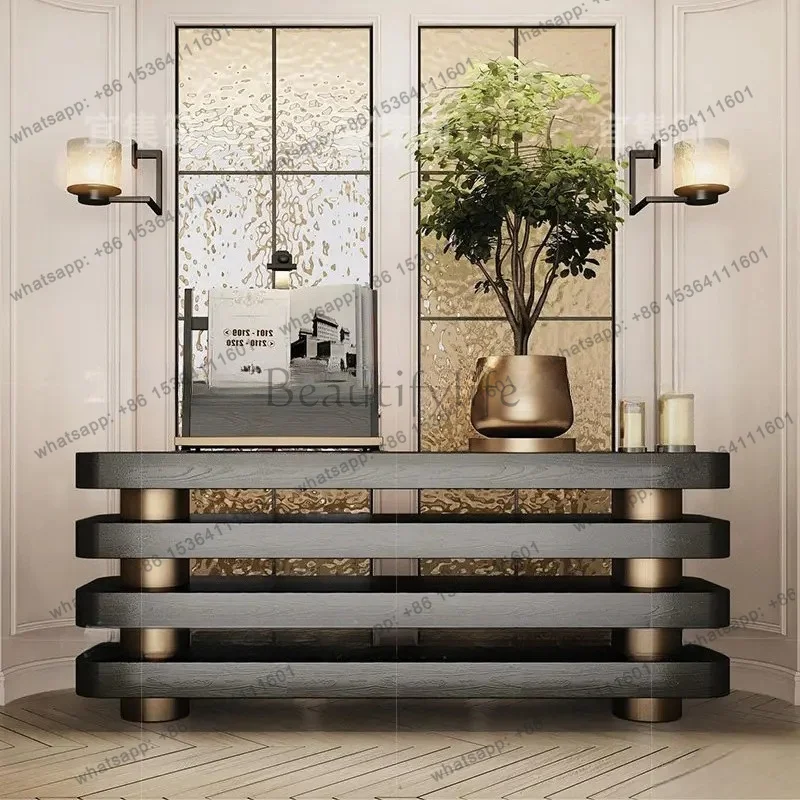 YJ Light luxury high-end entrance platform Italian entrance corridor end view platform aisle decoration strip case storage
