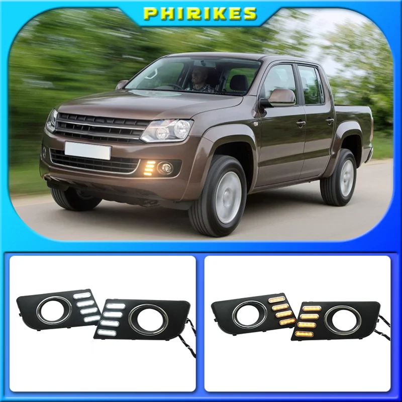 

1 Pair LED DRL Daytime Running Light Fog Lights Turn Signal Lamp For Volkswagen VW AMAROK 2014-2016