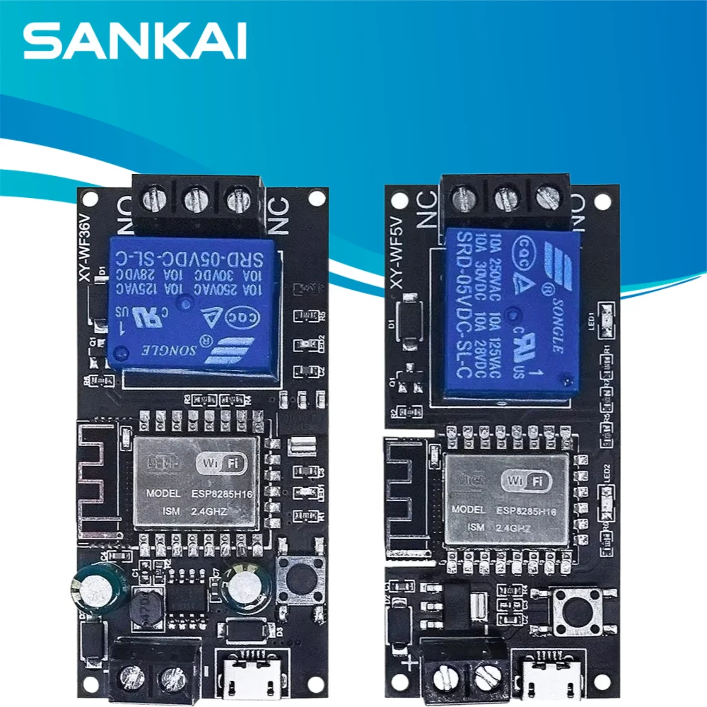 XY-WF36V XY-WF5V Sinilink WiFi Relay Switch Module, ESP-12F 6-36V, APP Control for Smart Home