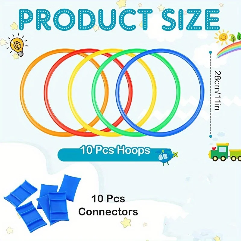 10pcs/set 10 Colorful Sensory Training Agility Rings with Connectors - Indoor  Outdoor Sports Equipment for Balance Training