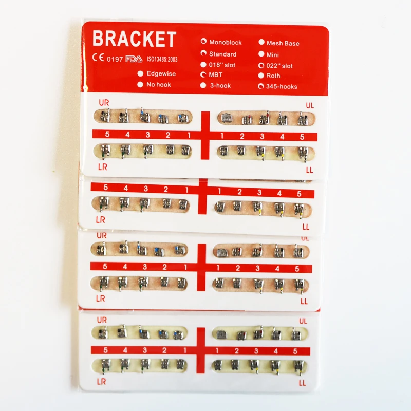 10Packs Orthodontic Braces Bracket MBT 345Hooks Standard Mini Red Pad