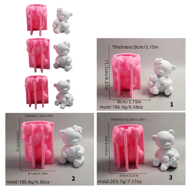 Flexible Silicone Mold Handmade Scented Mould Bear Figurine Shaped Aromatherapys Jewelry Mold Home Decorations