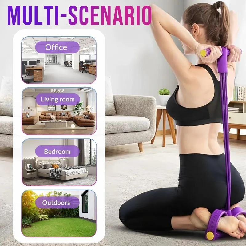 6-Tube Resistance Bands for Abs, 38cm Portable Sit-Up Assist, TPE & NBR Foam, for Home Gym, Office, Travel Workout