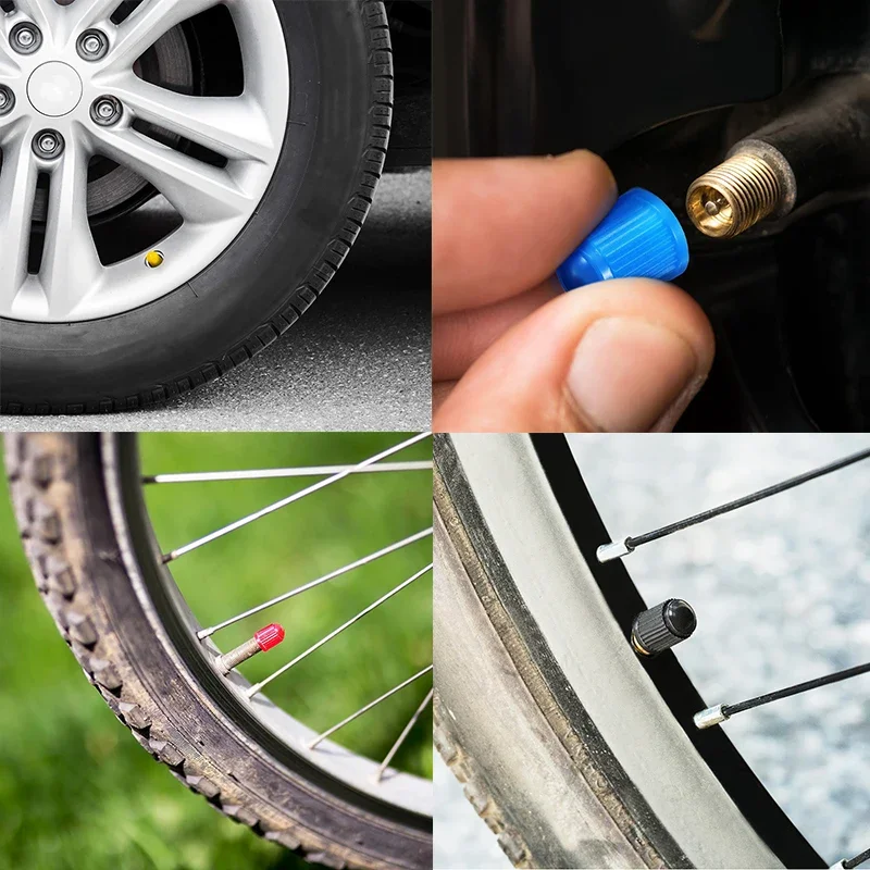 1000pcs Universal Tyre Valve Dust Caps Valve Stem Covers Plastic Tire Caps with O Rubber Ring For Car Moto Bicycle Accessories