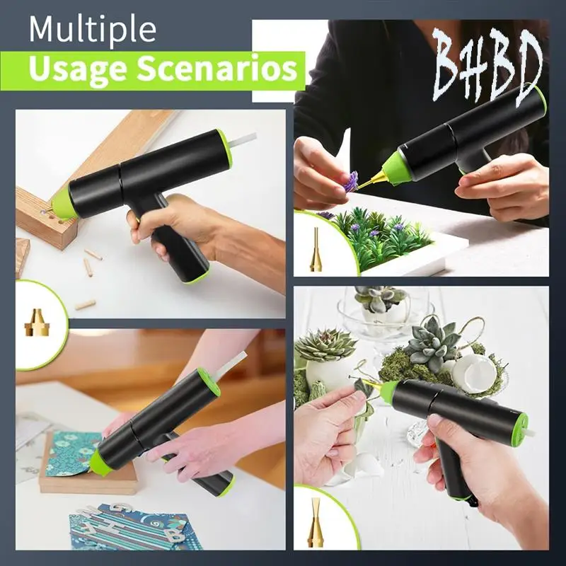 

BHBD-Hot Glue Gunset, Cordless Glue Gunwith Stand USB Rechargeable Preheating Auto Shutoff Hot Melt Glue Guntool For DIY