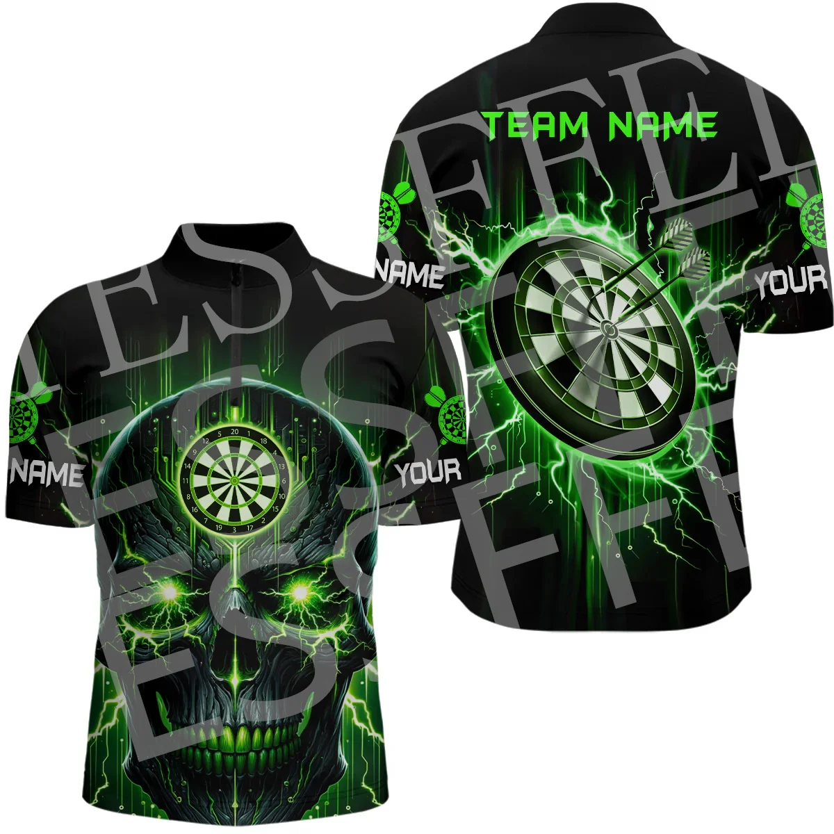 Custom Name Darts Graffiti Sports Retro Tattoo Vintage 3DPrint Summer Casual Harajuku Zipper Polo Shirts Jersey Short Sleeves X9