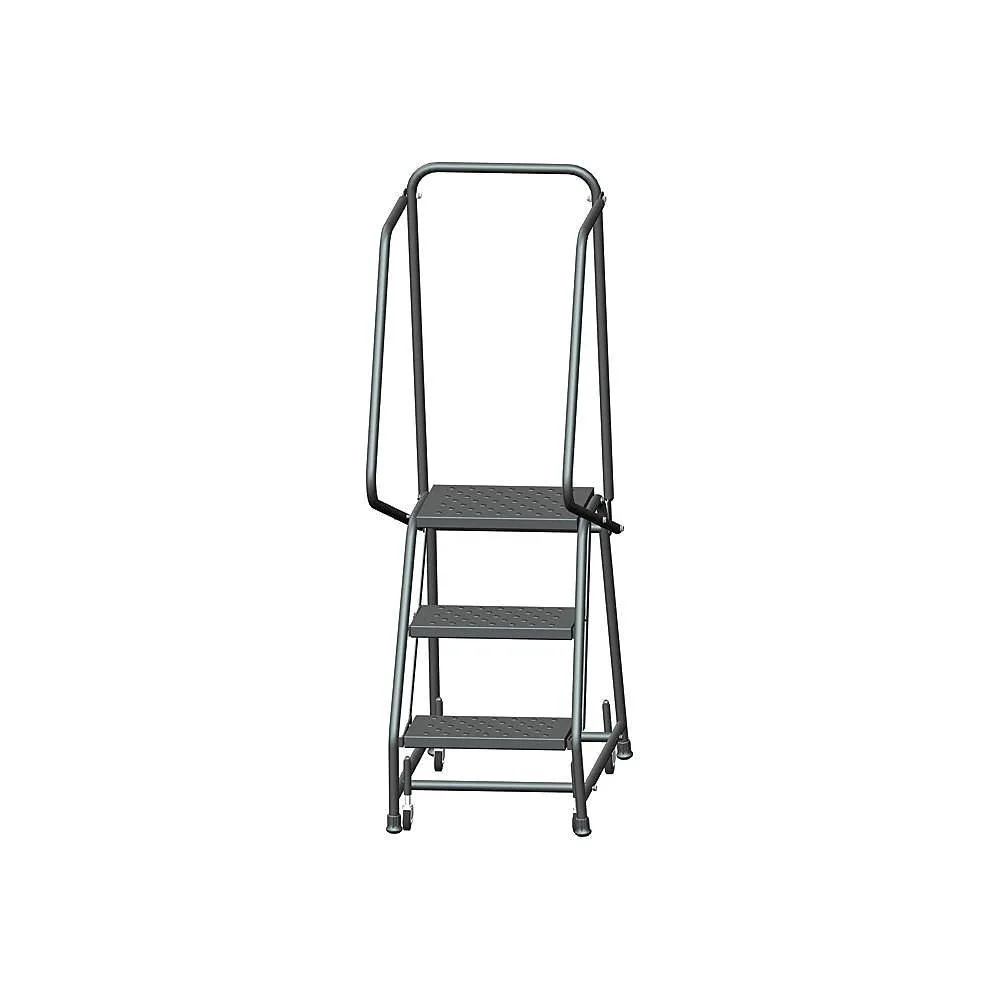

H318P Steel Standard Rolling Ladder with Spring Loaded Casters and Handrails, Perforated Step Tread, Unassembled
