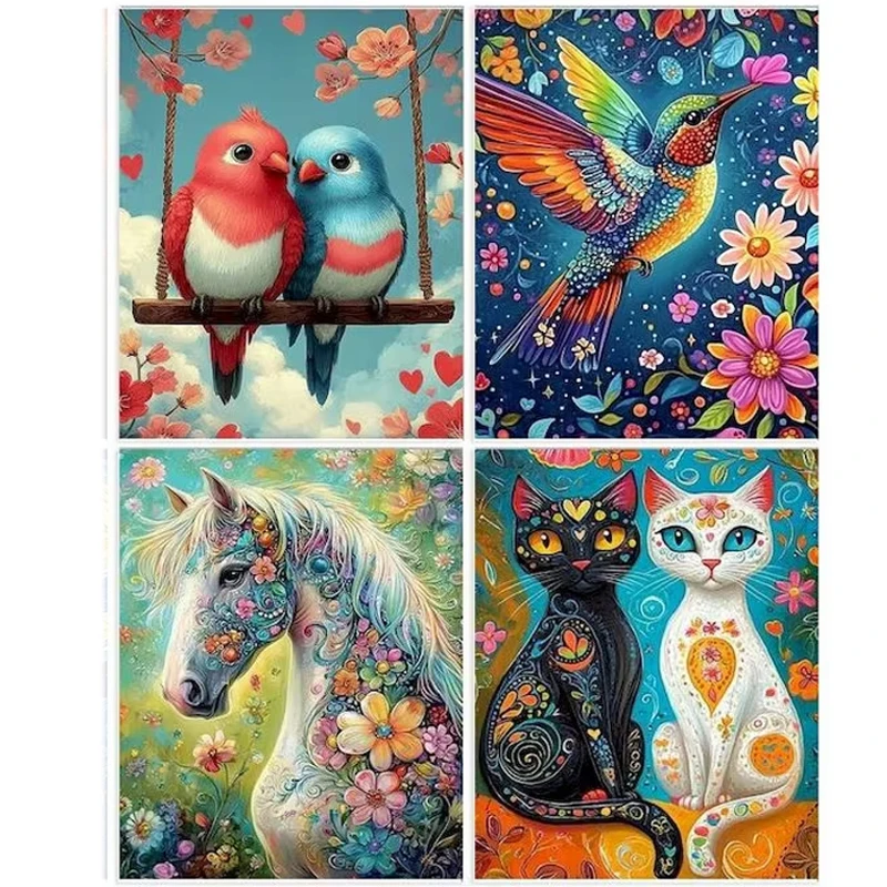 GATYZTORY Malen nach Zahlen, bunte Tiere, Zeichnen auf Leinwand, handgemaltes Gemälde, Kunst, Geschenk, DIY-Bilder nach Zahlen, Kits für Zuhause, D