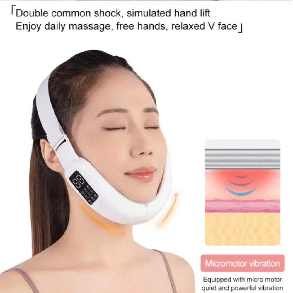 V字型電動Vフェイスリフティングマシン 振動マッサージ器 EMSマッサージ フェイスマッサージ器 美容機器 チークリフト