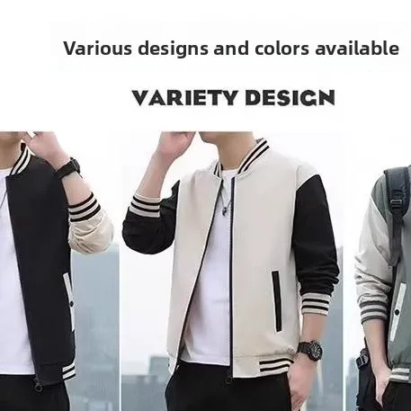 

Men's Spor Jaet New Sle Spring Autumn Casual Trendy Brand Men's Long Sve Stand Collar Slim Fit Faion Top